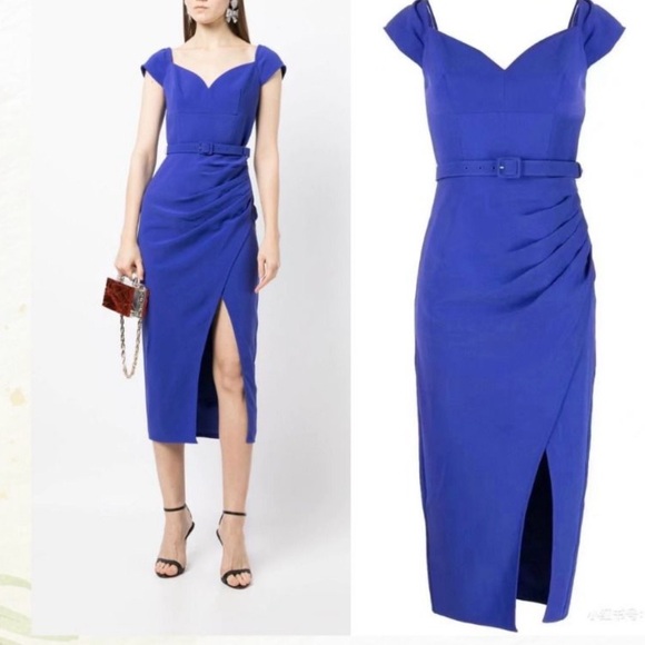SELF-PORTRAIT Midi Crepe dress 6 - Picture 1 of 14
